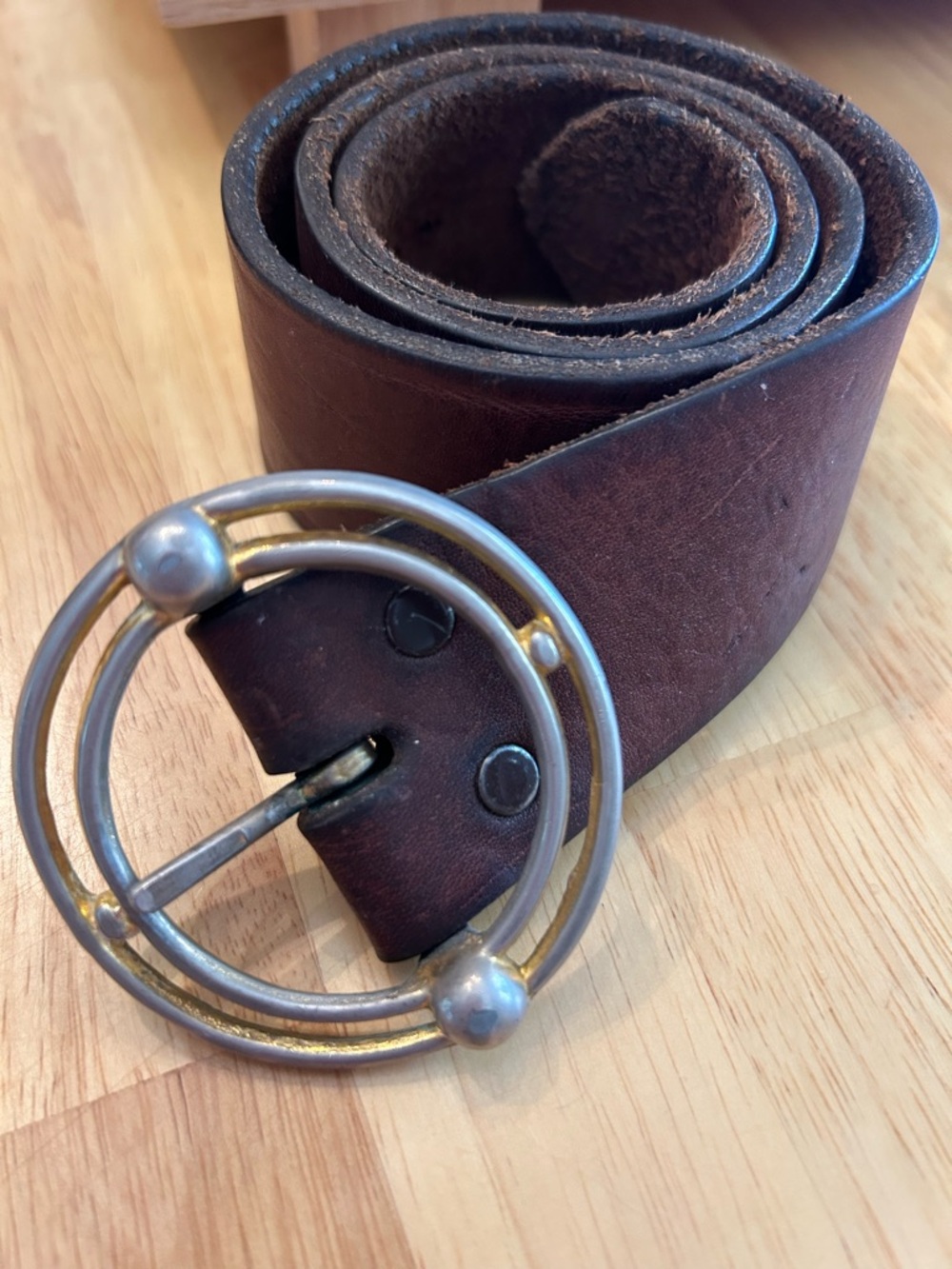 Brown leather women's Vintage belt BOHO 33-34 waist adjustable cowgirl rodeo
